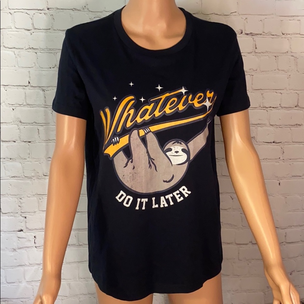 Pacsun sloth graphic t-shirt whatever do it later size small navy blue